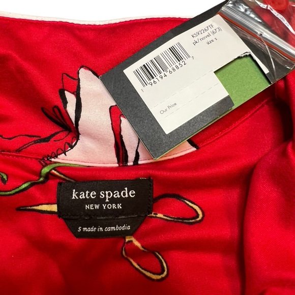 NWT KATE SPADE CHRISTMAS RED LONG-SLEEVE PAJAMA SET SIZE SMALL - Picture 5 of 6